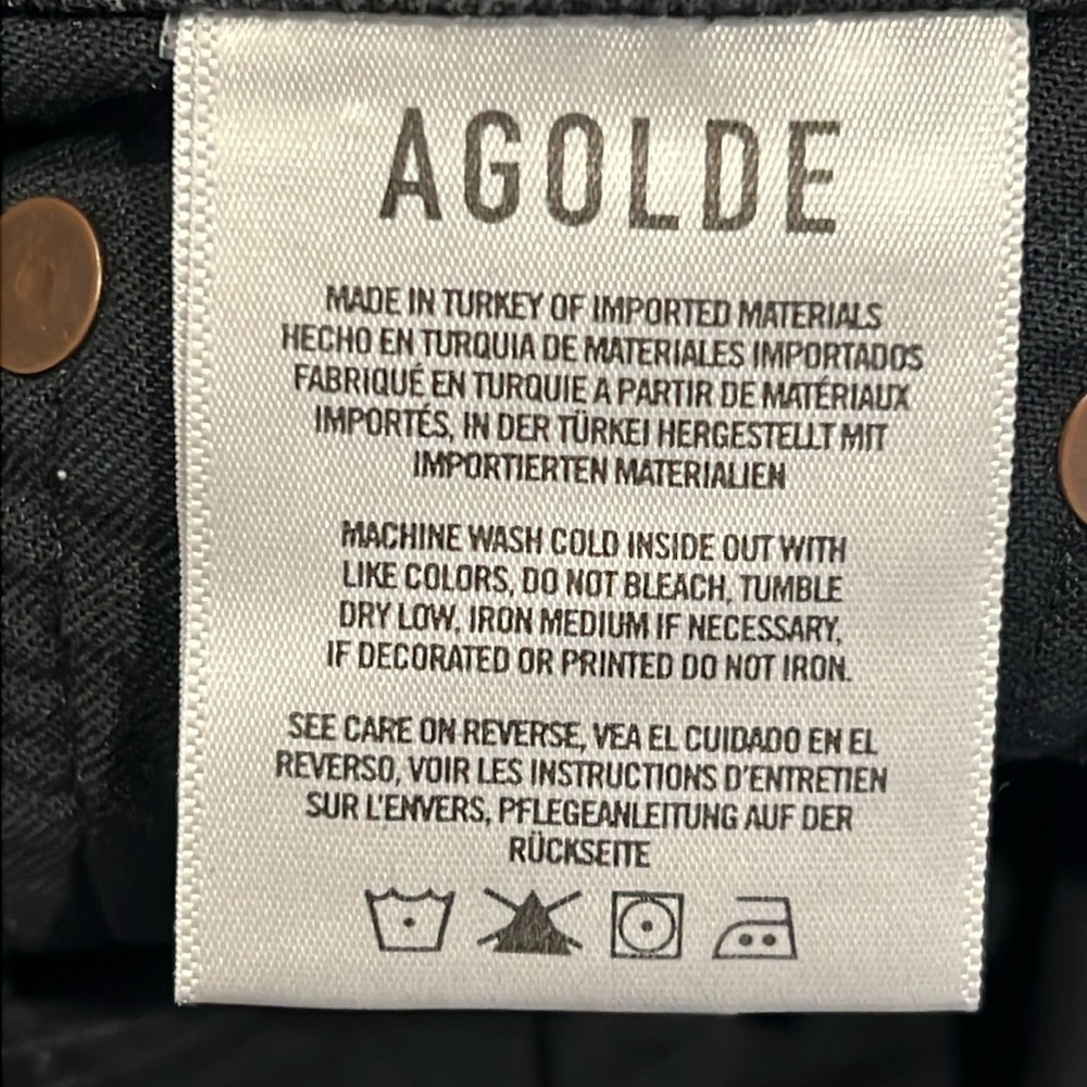 Agolde black kye mid rise straight crop jeans size 22 - Picture 13 of 14